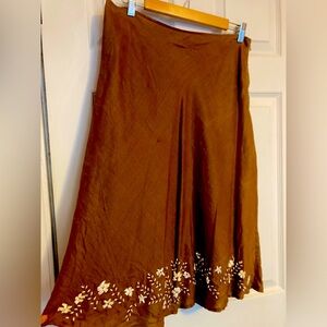 Anne Carson brown linen skirt with shells